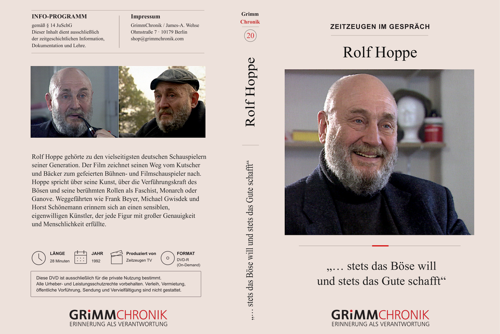 Rolf Hoppe – „… stets das Böse will und stets das Gute schafft“